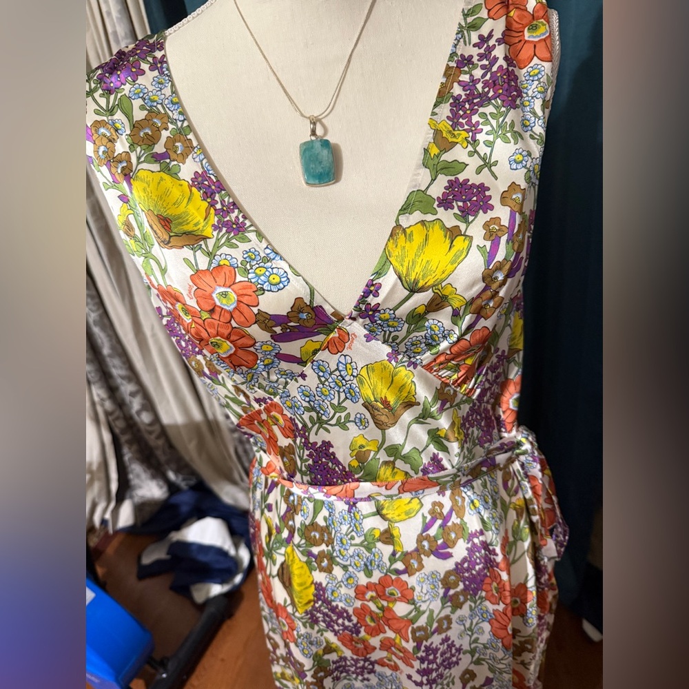 Coach Womens 100 % silk summer Midi Dress xl NWT spring summer XL - Picture 14 of 15